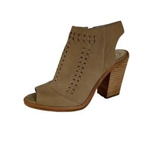 Vince Camuto Women's Katri Woven Leather Peep-Toe Booties Size 9/39